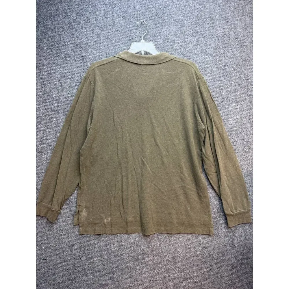 Polo Ralph Lauren Men's Olive Green Long Sleeve Cotton Polo Shirt Size XL